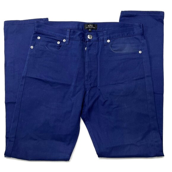 APC Blue Twill Pants 5 pocket Jean Straight 30 x 30 Cotton Button Fly - Picture 1 of 9